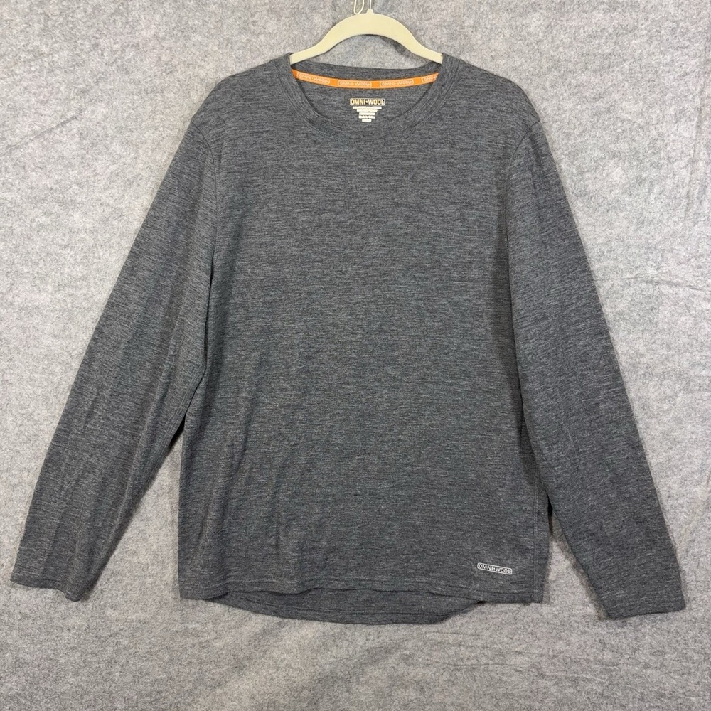 Omni Wool Base Layer Shirt Mens XXL Gray Crew Neck Wool Blend